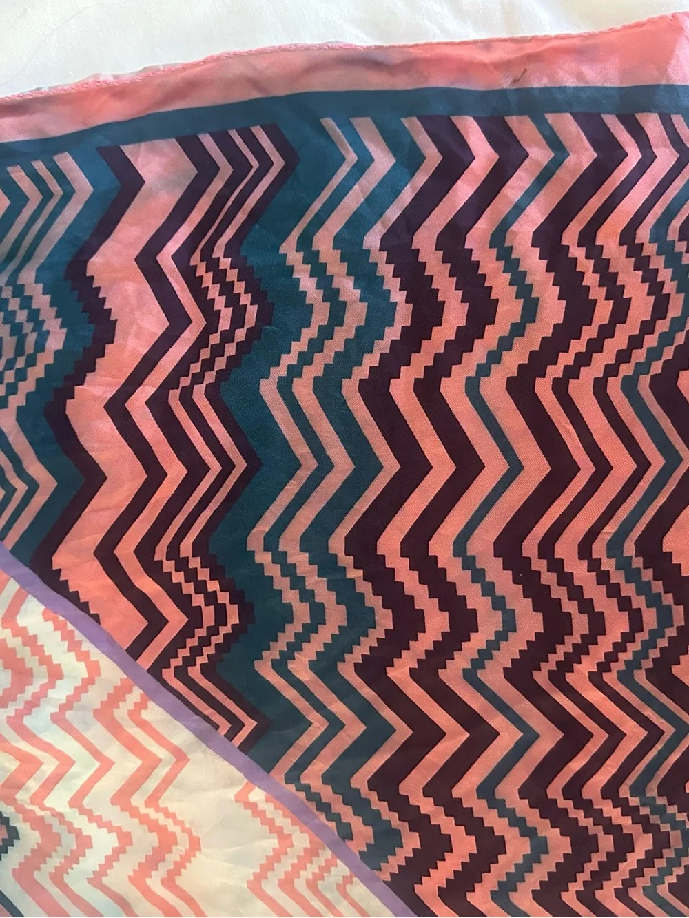 Missoni Zigzag Silk Scarf in Pink, Purple, Orange, Blue